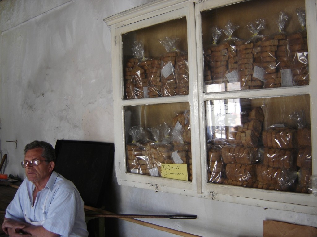 Dakos for sale in a Cretan bakery.