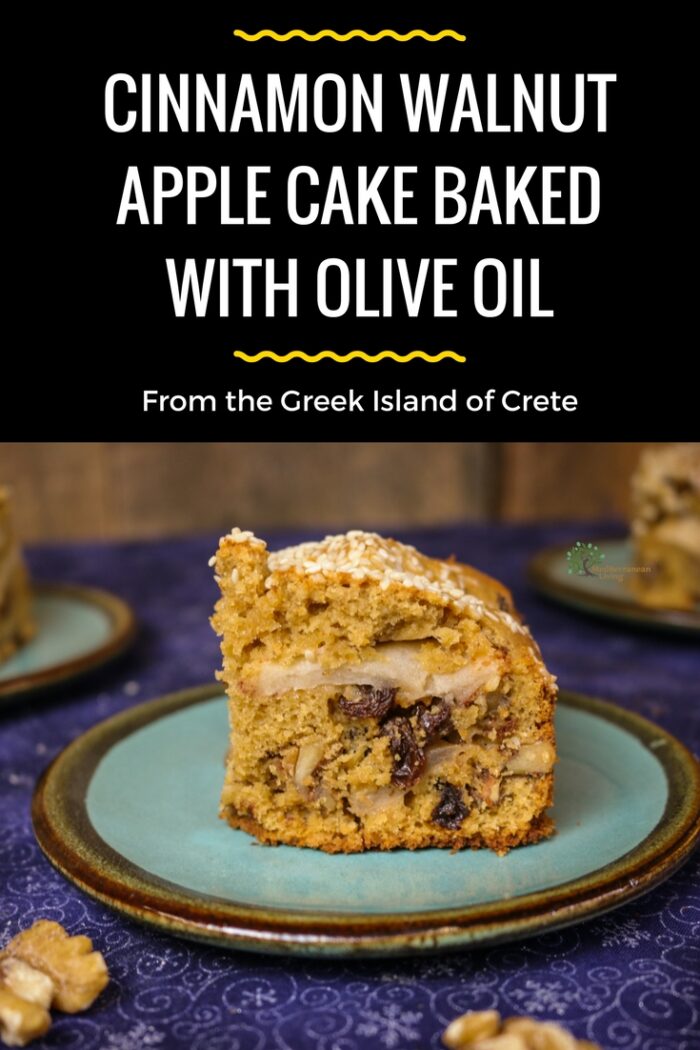 Cinnamon Walnut Apple Cake Baked with Olive Oil (Greek Island of Crete
