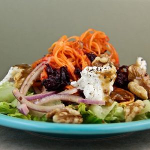 Mediterranean Diet Recipes: Beet and Carrot Salad with Toasted Walnuts and Goat Cheese
