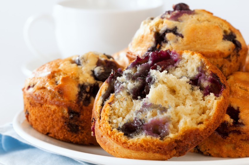 Blueberry Muffins baked with Olive Oil