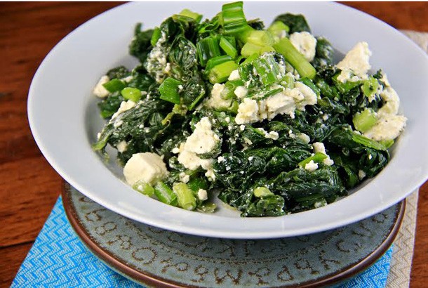 Mediterranean Diet Recipes: Spinach with Feta and Lemon