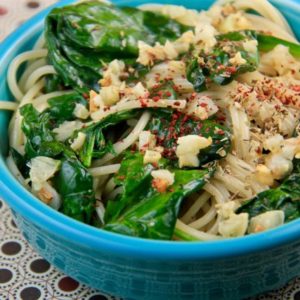 Mediterranean Diet: Pasta with Sautéed Spinach and Garlic