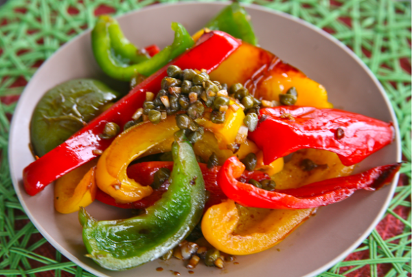 Triangle Pepper Sautéed Tri-Color Peppers with Capers - Mediterranean Living