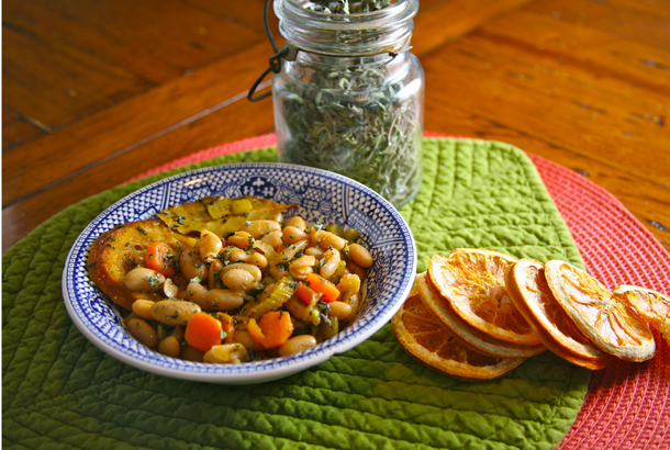 Greek White Bean Soup with Orange Slices and Olive Oil (Fasolada)