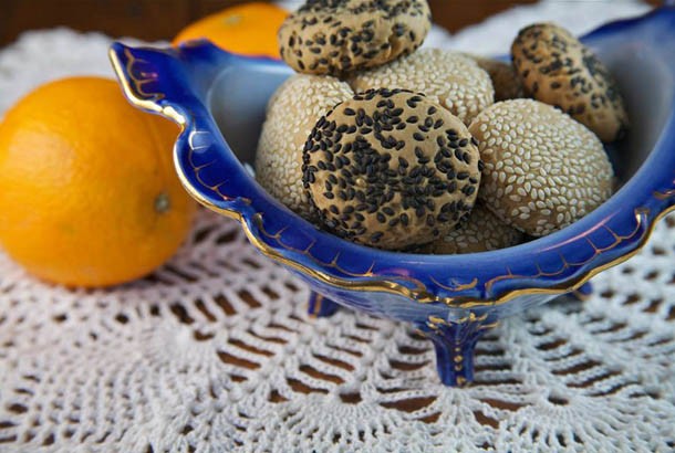 Orange Sesame Cookies Baked with Olive Oil (Crete)