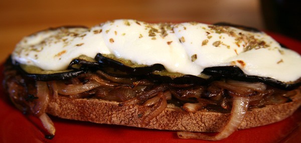 Caramelized Onions and Eggplant Motaditos