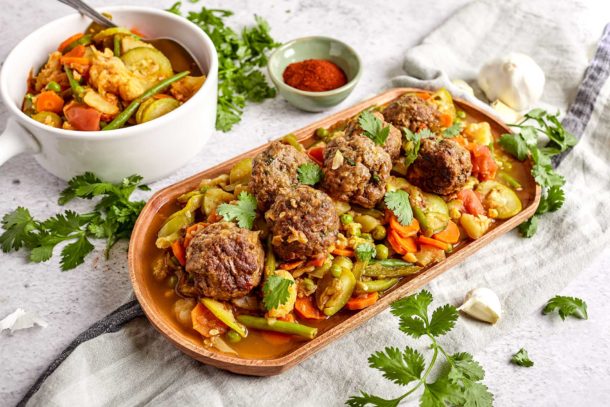 Spiced Moroccan Meatballs and Veggies (Tagine Kefta)