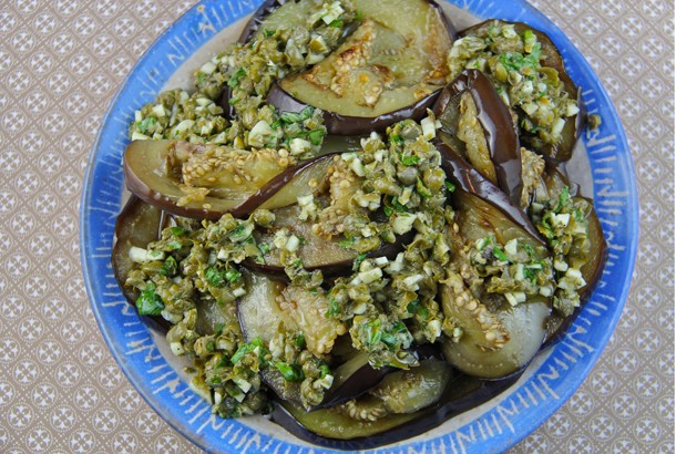 Marinated Eggplant with Mint and Capers