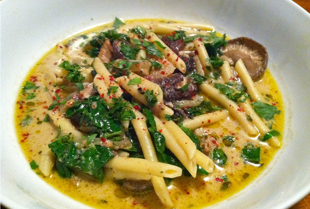 Mushroom, Spinach, Parmesan and Pennette Soup