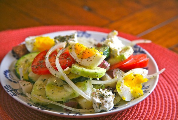 Mediterranean Diet: Potato and Egg Salad with Olives and Feta