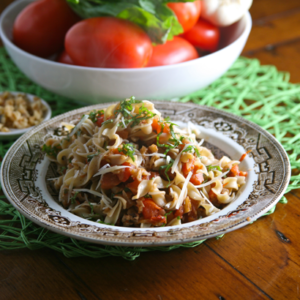 Mediterranean Diet Recipes: Egg Noodles with Basil and Walnuts