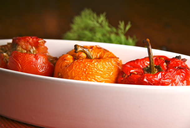 Greek Stuffed Peppers & Tomatoes