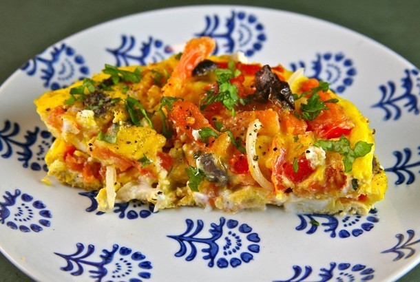 Eggs with Tomatoes, Olives and Feta (Greek island of Crete)