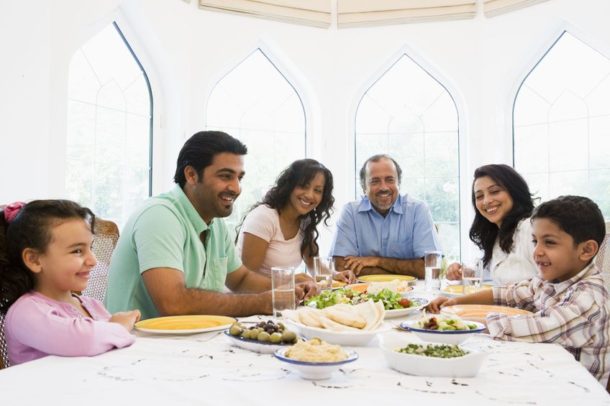 family eating together