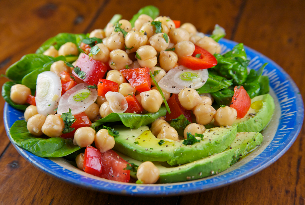 Chickpea and Spinach Salad with Avocado (Greek Island of Crete)