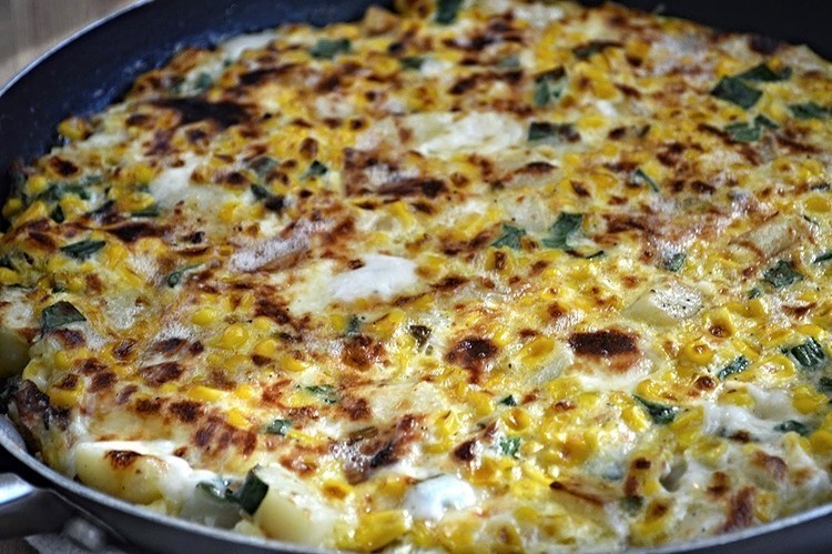 Corn, Scallion and Potato Frittata