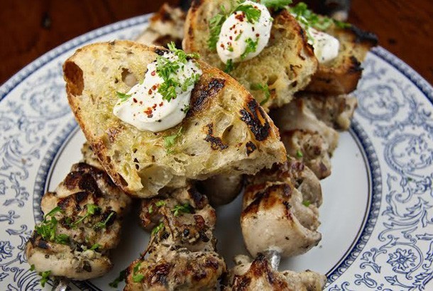 Chicken Souvlaki with Grilled French Bread and Tzatziki