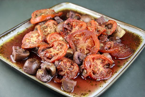 Mushrooms and Tomatoes Baked in Wine from Patmos