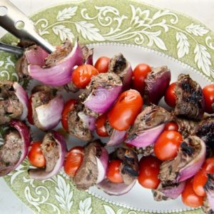 Mediterranean Diet Recipes: Lamb, Tomato and Onion Skewers lamb kabobs