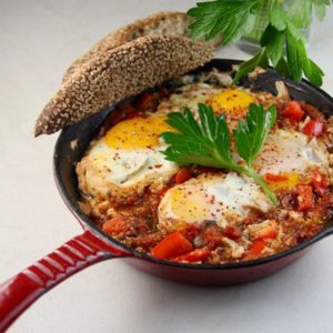 Mediterranean Diet Recipes: Shakshuka (Eggs Baked in Tomatoes)