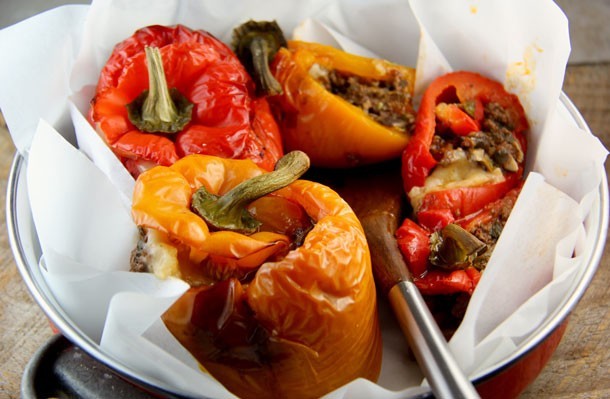 Stuffed Peppers with Ground Beef and Mushrooms