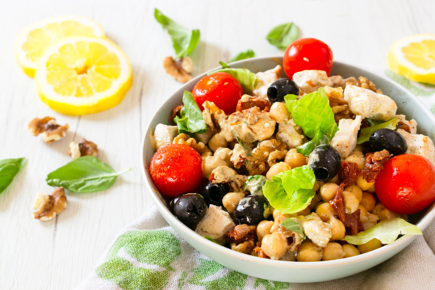 Chicken and Chickpea Salad with Fresh Basil Dressing article