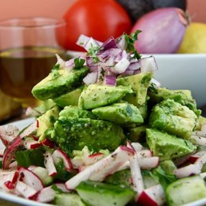 Mediterranean Diet Recipes: Avocado, Radish and Cucumber Salad