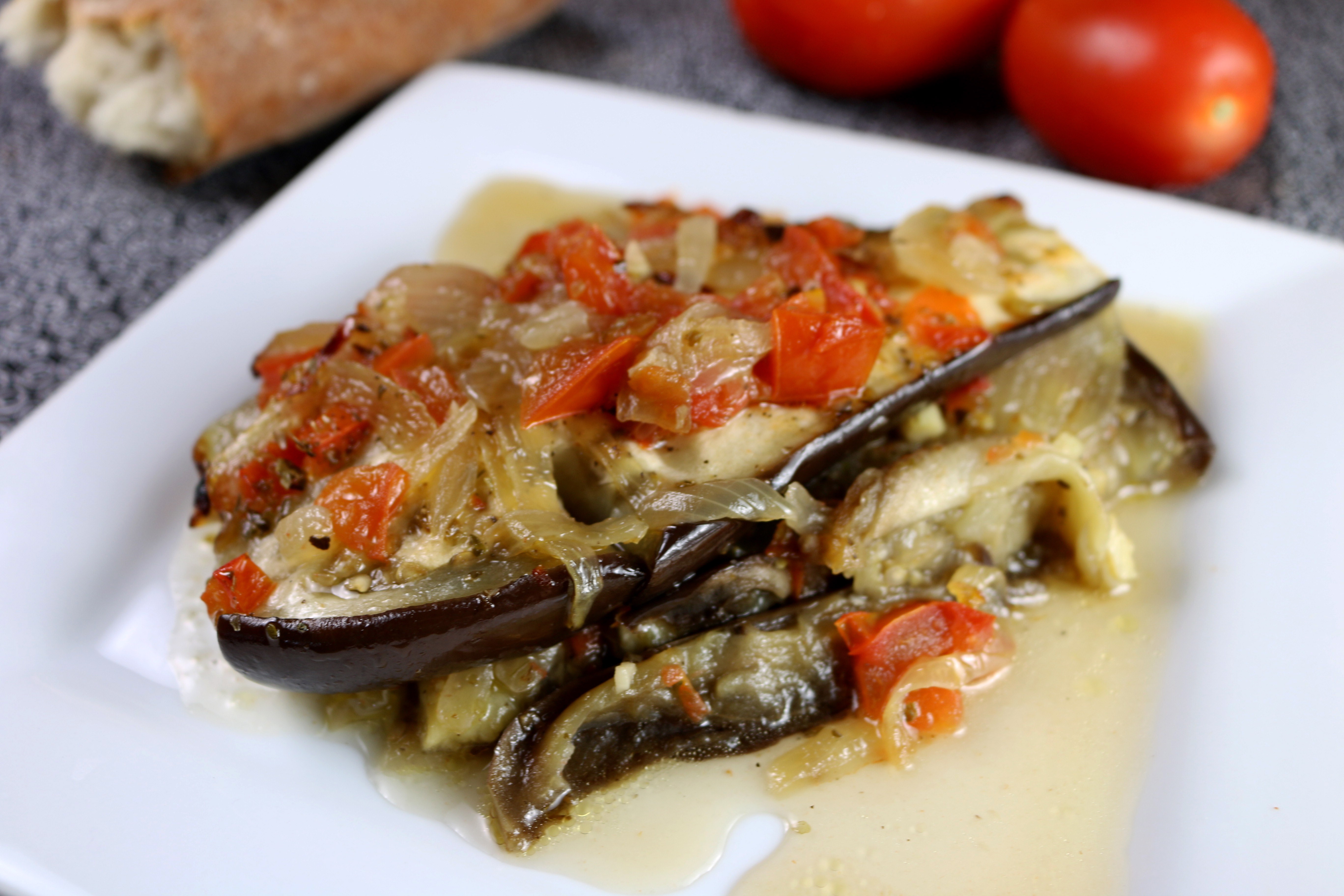 Baked Eggplant with Caramelized Onions (Central Greece)