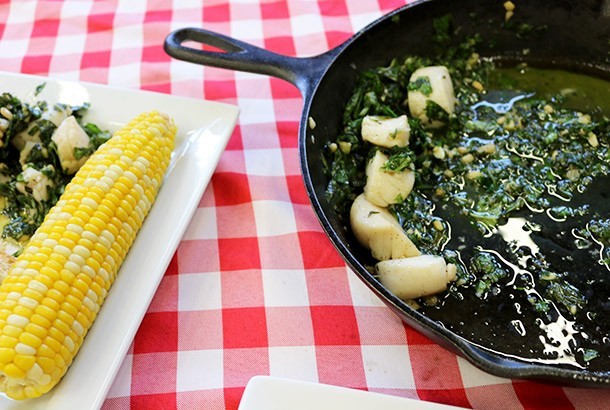 Pan-Fried Scallops with Hand-Chopped Pesto