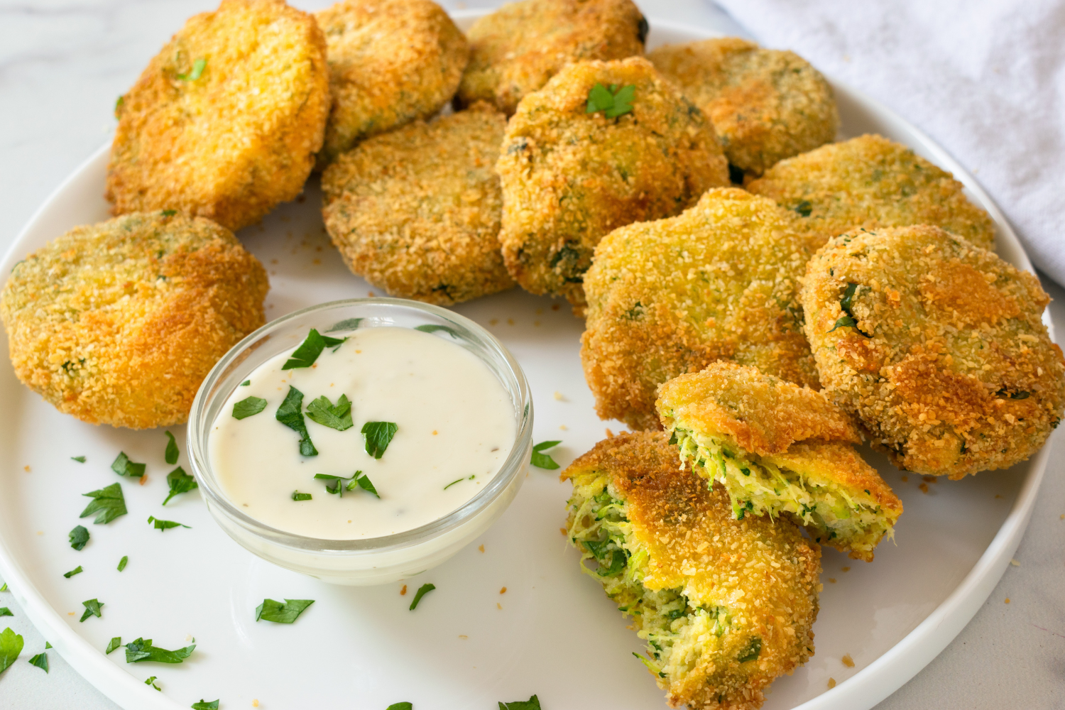 Zucchini Fritters with Feta, Cheddar, Mint and Parsley article