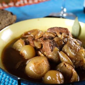 Mediterranean Diet: Chicken Stifado (stew) in Bowl