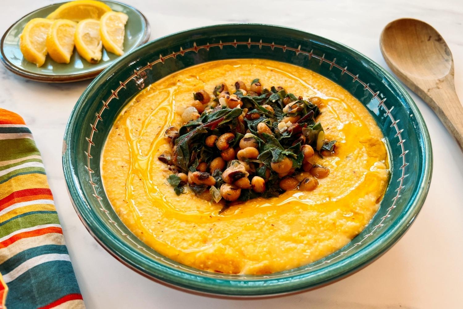 Beans and Greens over Polenta