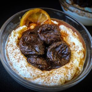 Mediterranean Diet Recipe: Stewed Prunes with Greek Yogurt and Cinnamon