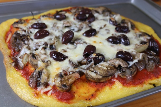 Italian Polenta Pizza with Caramelized Onions