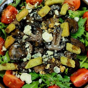 Seared Mushroom Salad with Blue Cheese and Arugula