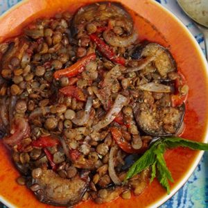 Eggplant Lentils Peppers in Olive Oil (Turkish Eggplant Recipes)