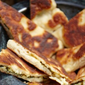 Turkish Flat Bread (Gozleme) with Spinach and Feta