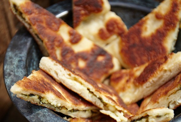 Turkish Flat Bread (Gozleme) with Spinach and Feta