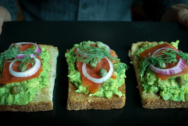 Avocado Toast with Smoked Salmon, Fresh Dill and Capers