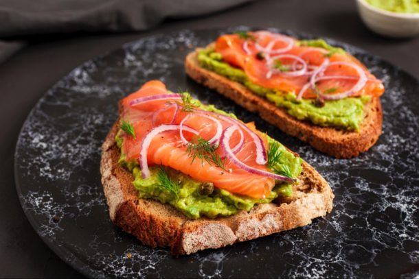Avocado Toast with Smoked Salmon, Fresh Dill and Capers