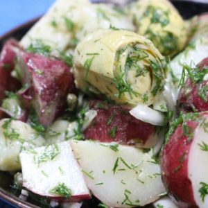 Warm Red Bliss Potato Salad with Artichokes, Capers and Lemony Dill Vinaigrette healthy potato salad