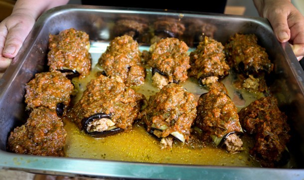 Eggplant Rolls with Ground Beef and Sauce