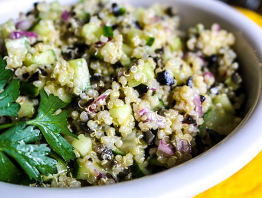 quinoa salad with cucumber and olives (Armenia)