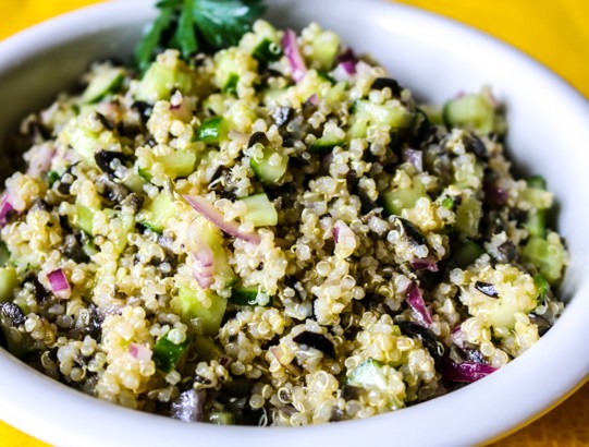 Quinoa Salad with Cucumber and Olives