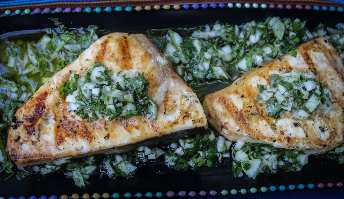 Grilled Swordfish with Lemon Parsley Topping