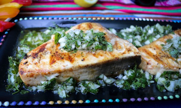 Grilled Swordfish with Lemon Parsley Topping (Greece)