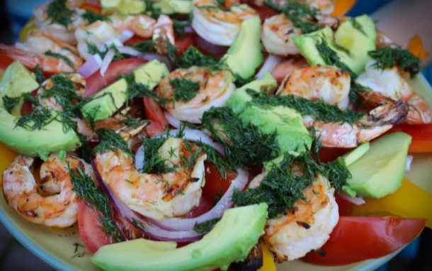 Grilled Shrimp Salad with Fresh Dill Dressing