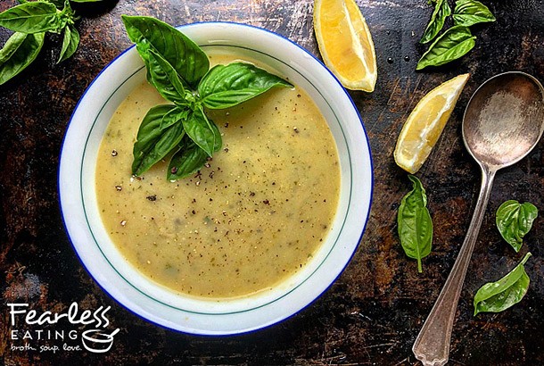 Zucchini Basil Soup with Lemon Mediterranean Zucchini Recipes Fearlesseating.net