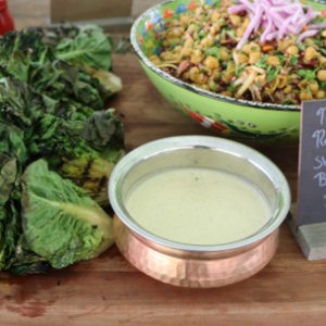 baby romaine with tahini vinaigrette