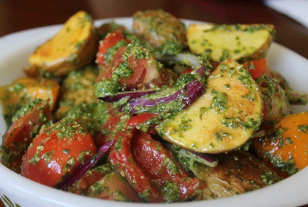 Pesto Potato Salad with Roasted Red Peppers